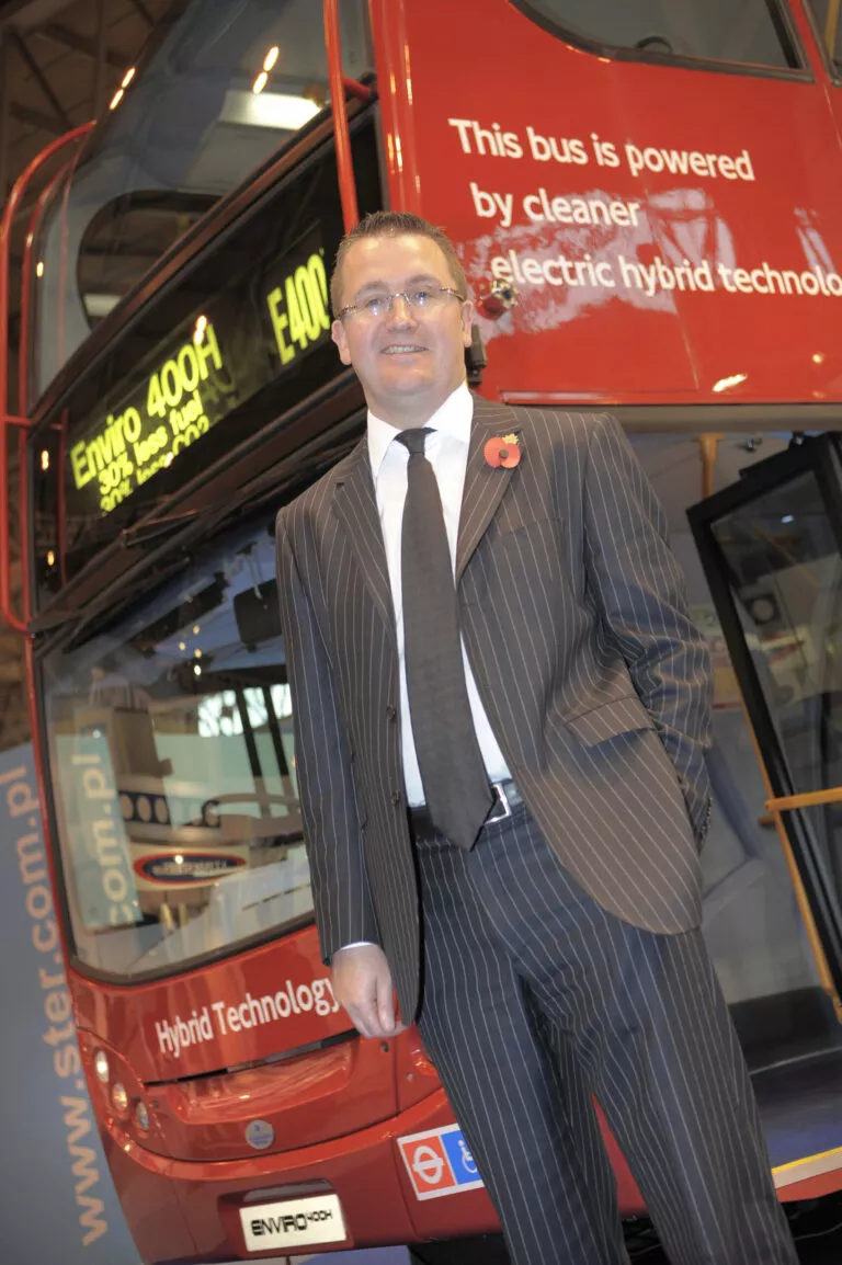 Colin Robertson in 2008 (with first hybrid bus)
